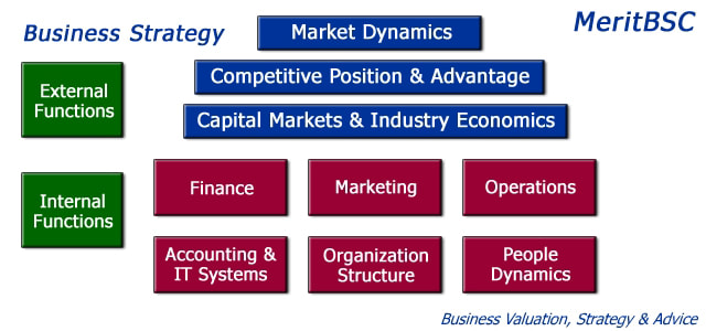 Business Strategy, Capital Markets & Industry Economics, Competitive Advantage & Position, Internal Functions: Finance, Marketing, Operations, Accounting & IT Systems, Organization Structure, People Dynamics